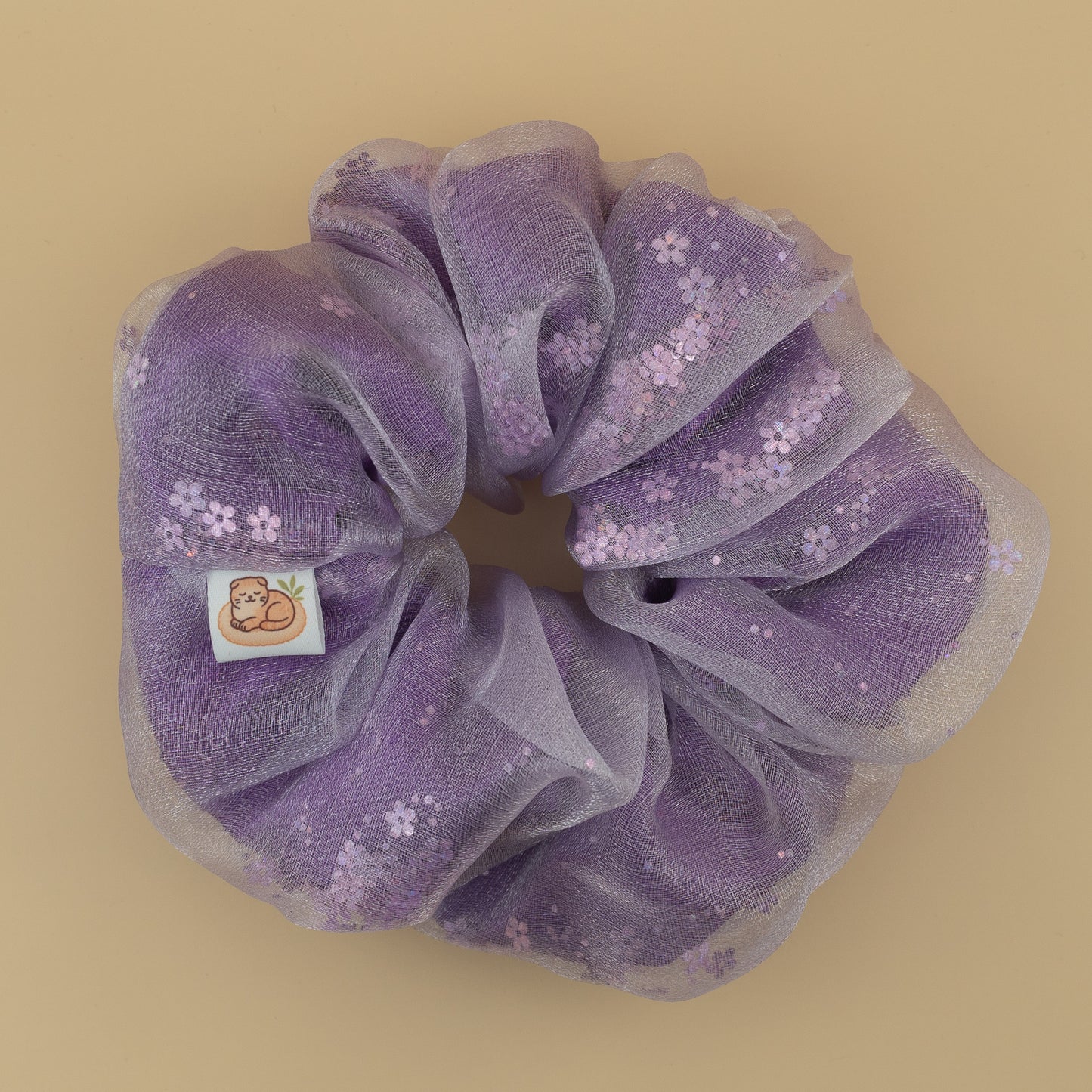 Lavender Blossom Veil Double Layer Scrunchie