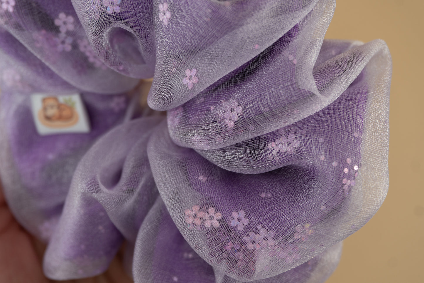 Lavender Blossom Veil Double Layer Scrunchie