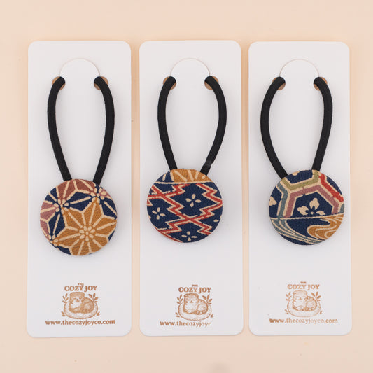 Button Hair Tie Kimono silk - Manami(真波)