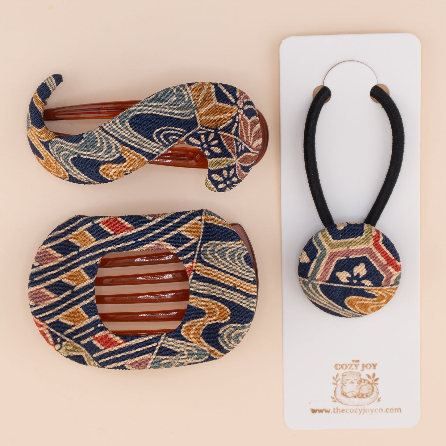 Button Hair Tie Kimono silk - Manami(真波)